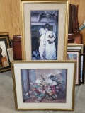 Two Large Professionally Framed/Matted Posters, Floral Setting, 37