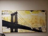 VERY Large Giclee, Canvas on Frame, Modernist/Expressionist Brooklyn Bridge Silhouette, 6' x 3'