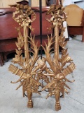 Pair, Gilt Wood Romanesque Decorative Objet d'Art Wall Hangings, 39