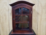 Small Cherry Decorative Cabinet, Wall Hanging or Tabletop, 3 Shelves, 20.5