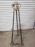 Decorative Iron Easel for Large Picture Display, Leaf Motif, Adjustable, 59