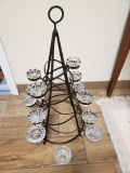 Decorative Black Iron Christmas Tree with Glass Candle Holders