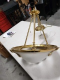 Brass Seashell Motif Globe Hanging Light Fixture, 3 Bulb, Hardwired