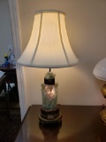 Antique Jade & Brass Lamp, 1930s-40s, Jade Lights Up, Very Good Condition, working