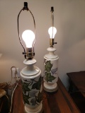 Pair, Vase Style Lamps, Leaf Pattern, no shades, working
