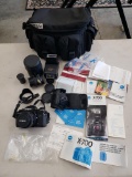Minolta X700 SLR Camera Rig, 3 lenses, Sunpak Flash, Padded Case, Manuals, Records & More