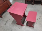 Reproduction Antique Child's School Desk and Matching Bench