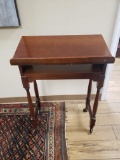 Small Rolling Book Stand with Shelf, Solid Cherry