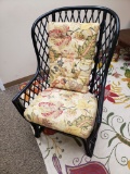 Rattan Chair, High Back, Black, with Cushions