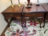 Queen Anne Side Tables, Pair, One Drawer, Unknown Maker