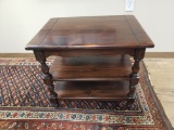 Ethan Allen Side Table with Two Shelves, Walnut, Dated 1975, 29