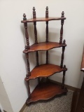 Four-Tiered Whatnot or Etagere Shelf, Solid Wood, ca 1950s, 44