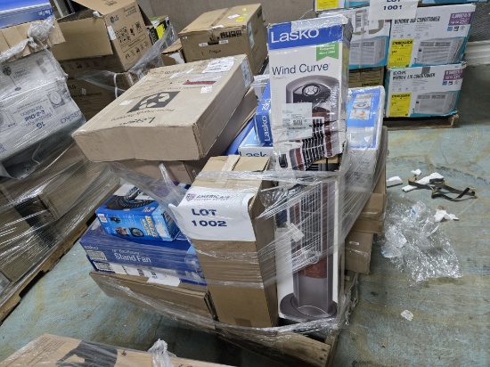 Pallet of Unprocessed Return Items -  large quantity of Lasko branded box & other fans