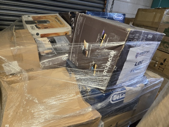 Pallet of Returned deLonghi/Braun/N'Espresso Mostly Coffee, Espresso, Cappuccino Makers
