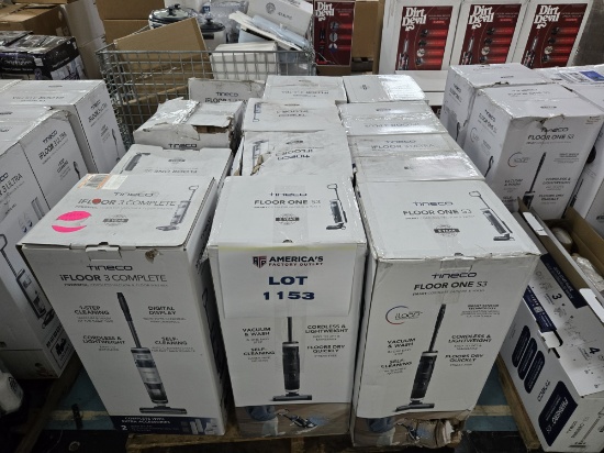 Mixed Pallet of Tineco Cordless Vacuums Including FloorOne S3 & S5 iFloor 3 Plus & Ultra, Qty 12