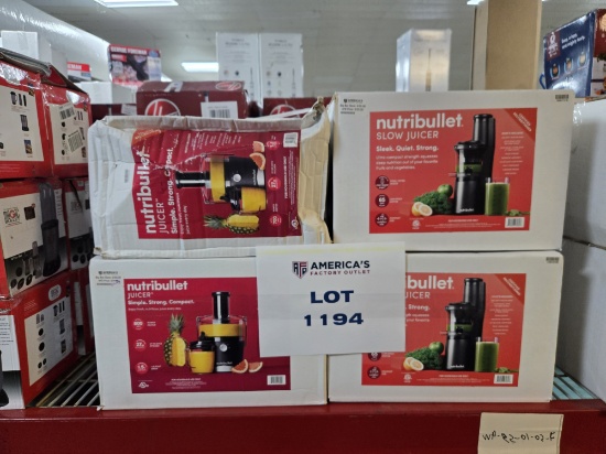 2 Nutribullet Juicers / 2 Nutribullet Slow Juicers as One Lot