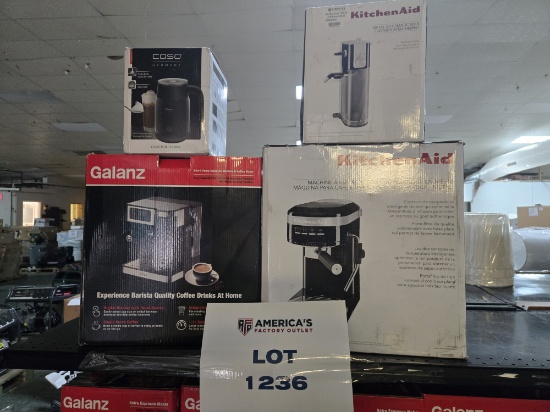 Lot of 2 Espresso Makers and Milk Frothers (KitchenAid / Galanz / Caso)