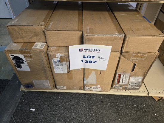Lot of 8 Samsung Soundbars, 5 HW-Q600B, 1 HW-Q600C, 1 HW-Q600D, 1 HW-Q60B - All Unprocessed/Untested
