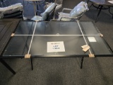Glass-Topped Patio Table, Has Umbrella Hole & Support, Black Finish, 66