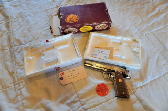 Colt National Gold Cup Match .45 Auto - Hand Engraved -  w/Box & Contents