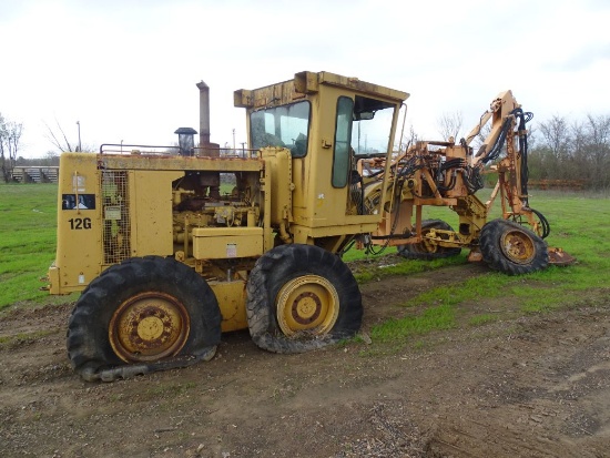 CAT 12G ROAD GRADER W/ BRUSH CUTTER