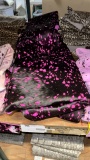 Hot Pink, Distressed, Black Leather