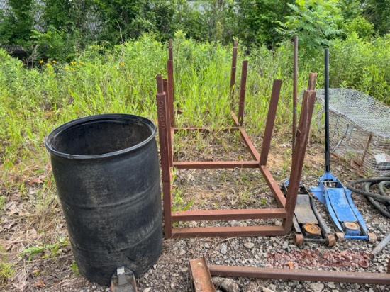 Metal Rack - Floor Jacks - Water Pump - Cage - Axle