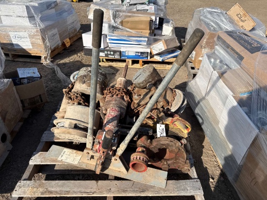Pallet of Assorted Industrial Rigging & Lifting Equipment