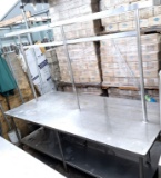 48x108” work table with pot rack 55” H