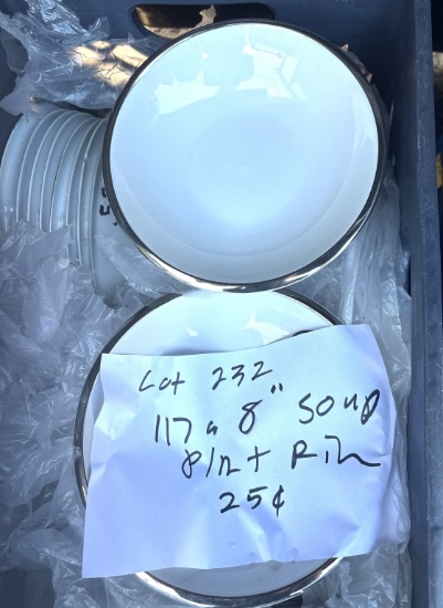 8" Soup Bowls Platinum Rim
