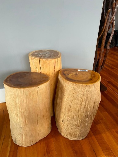 3 Decorative Wooden Stumps