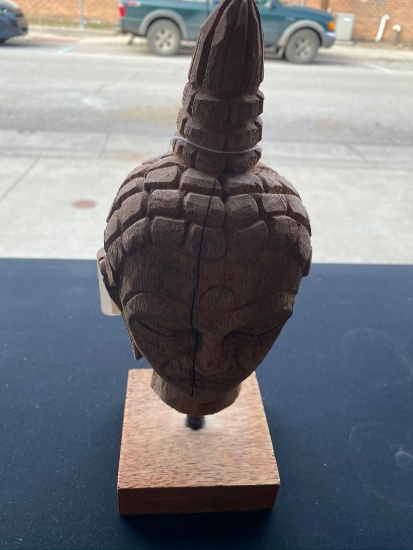 Carved Wood Buddha Head