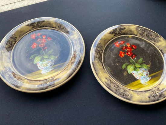 2 Cachepot Floral Plates