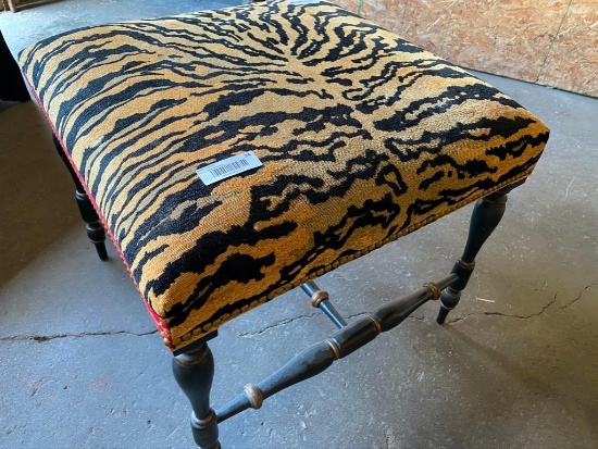 Cheetah Print + Wood Ottoman