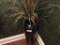 Large Metal Black Floor Vase w/Faux Flowers. 25.5 Inches Tall