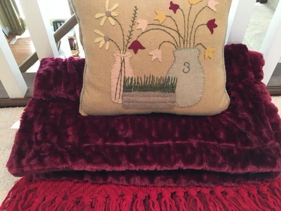 3 pc Assorted Pillow and Throws Lot