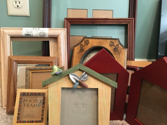 12 Pc Assorted sized Wood Color Picture Frames