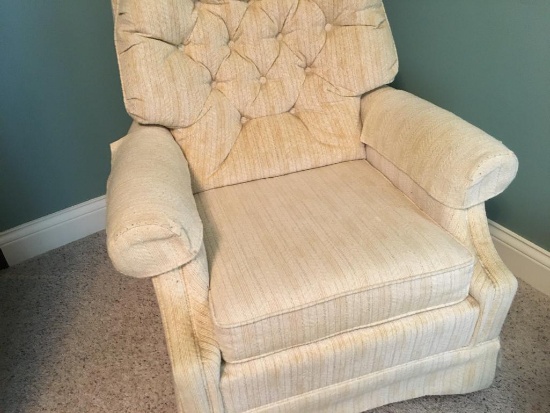 Ivory Upholstered Swivel Rocker