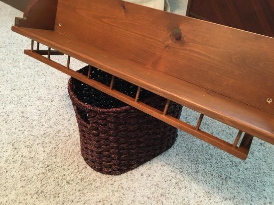 Hand Made Wall Shelf & Wicker Woven Basket
