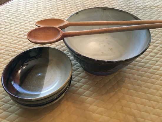 Locally Made Hand Turned Clay Salad Serving Set