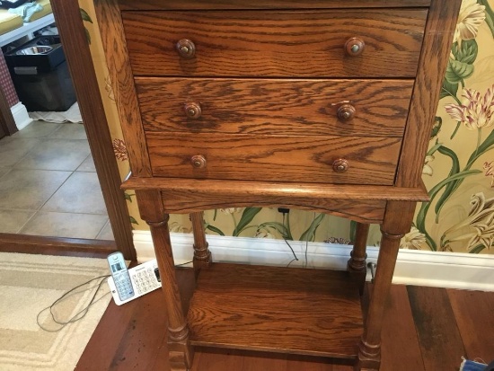 2 Drawer Oak Sewing Cabinet