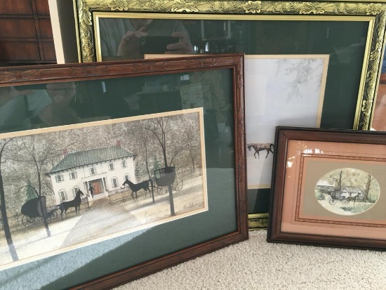 3 pc Amish Style Framed Prints, P. Buckley Moss