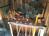 Lg Lot of Garden Tools and Stand