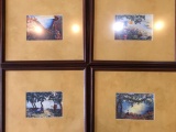 4pc Framed Water Color Prints w/Gold Mats