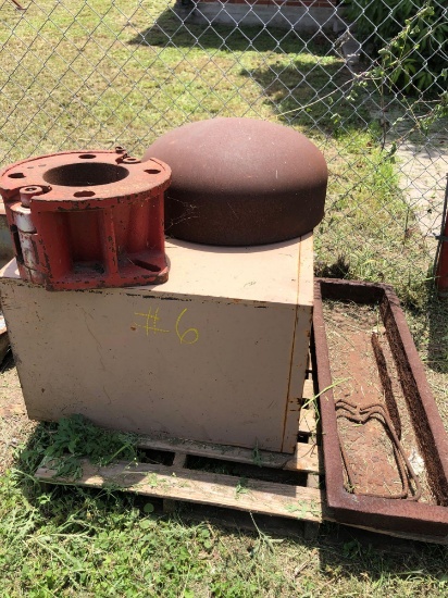 Metal Filing Cabinet, Metal Pot & Misc. Parts