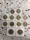 12 Silver Quarters from 1936-1951