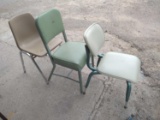 1 Plastic Chair, 2 Metal Chairs