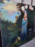 Woman In Blue Dress In Woods Canvas Painting