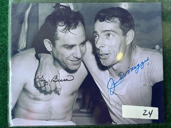 Yogi Berra & Joe Dimaggio signed 8x10 photo matted
