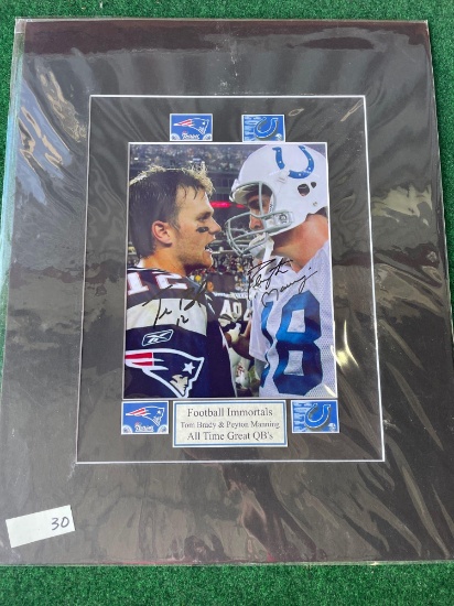 Peyton Manning & Tom Brady signed 16x20 photo matted